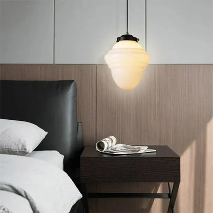 Geometric Pendant Lamp with Opal White Glass – Vintage Style