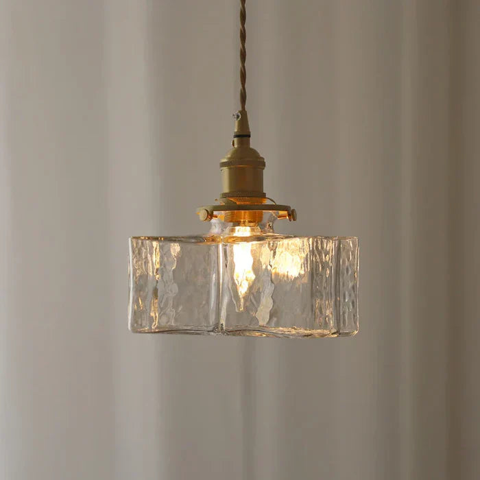 Vintage Glass Pendant Lights with Brass Finish