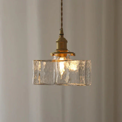 Vintage Glass Pendant Lights with Brass Finish