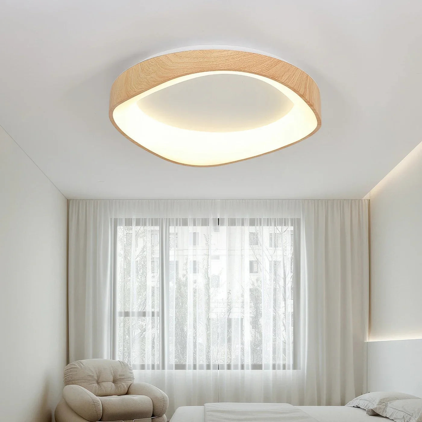 Scandinavian LED Ceiling Light – Modern Surface-Mounted Lamp with Wood Effect