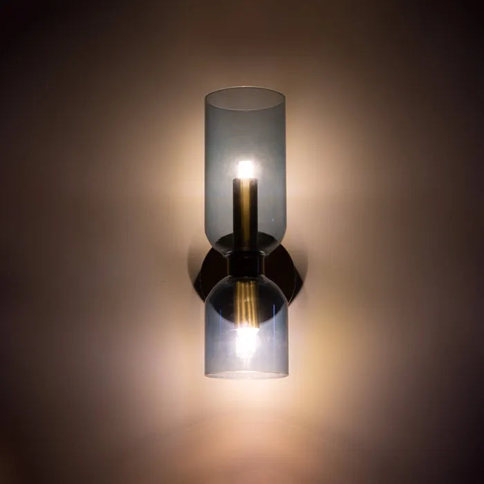 Cylindrical Glass Up and Down Wall Light, 2 Light - Arrielight