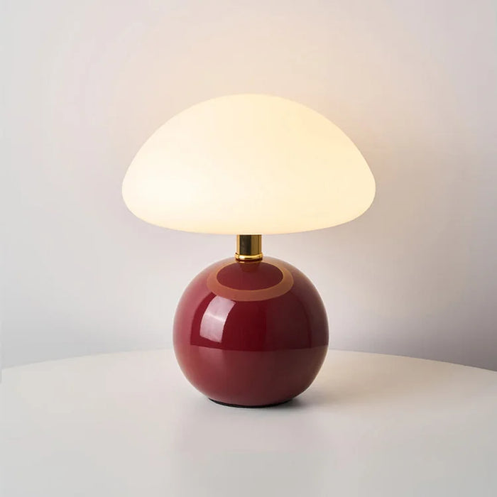 Minimalist Table Lamp with Round Base & Mushroom Shade