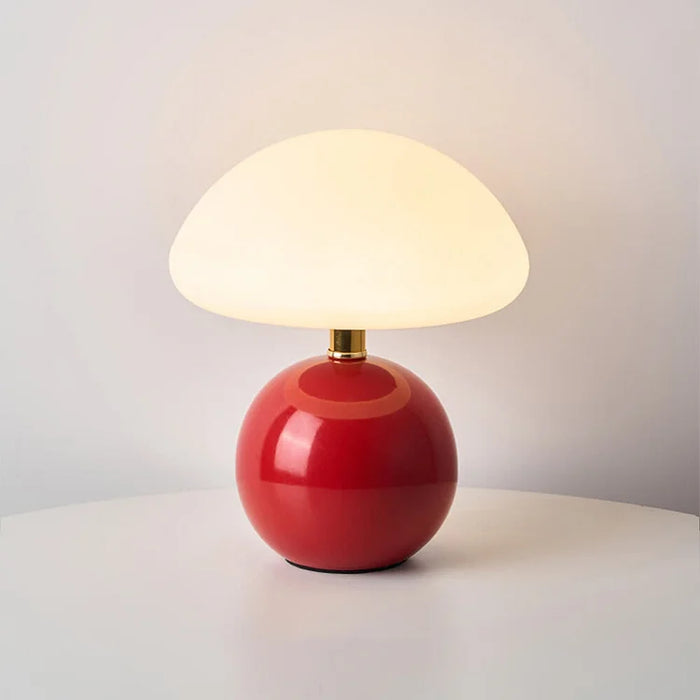 Minimalist Table Lamp with Round Base & Mushroom Shade