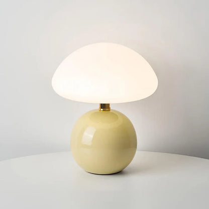 Minimalist Table Lamp with Round Base & Mushroom Shade