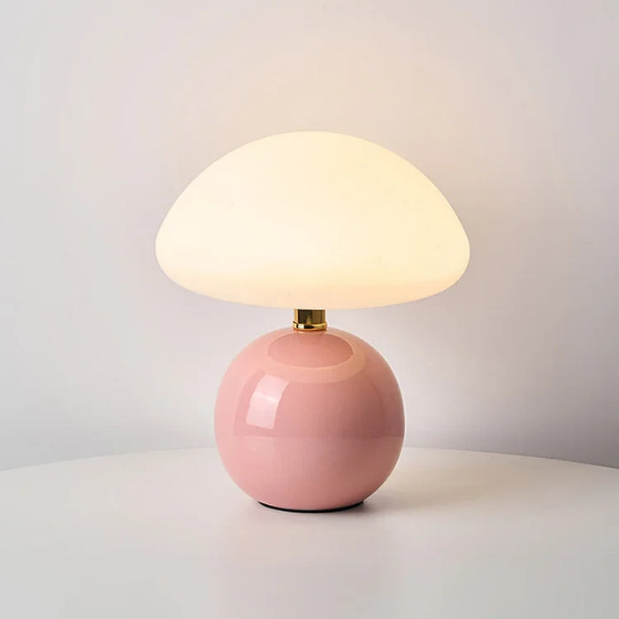 Minimalist Table Lamp with Round Base & Mushroom Shade