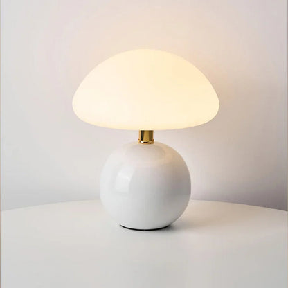 Minimalist Table Lamp with Round Base & Mushroom Shade