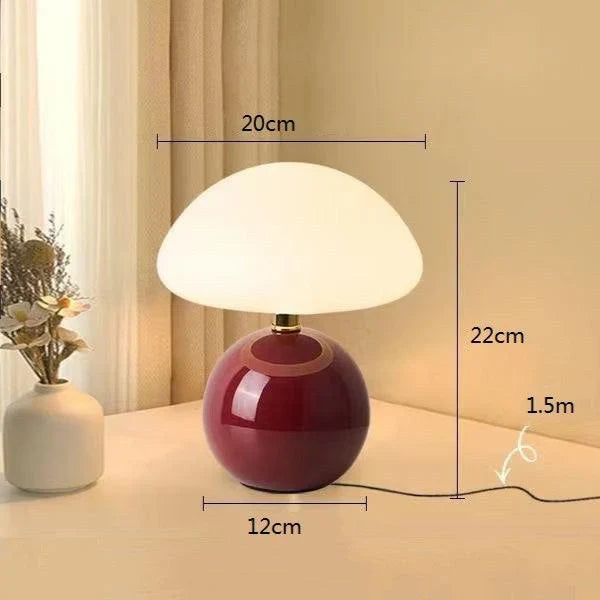 Minimalist Table Lamp with Round Base & Mushroom Shade
