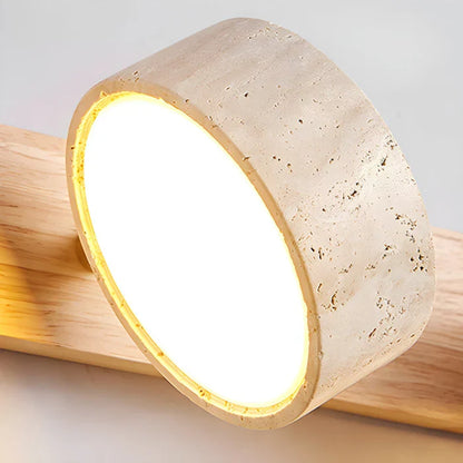 Modern LED Wall Lamp with Rotating Stone Shades and Wooden Base