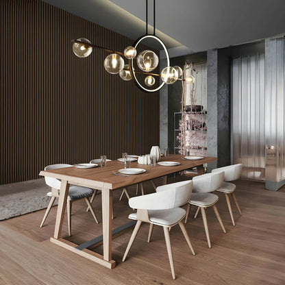 Modern Ceiling Light with Globe Shades & Geometric LED Ring