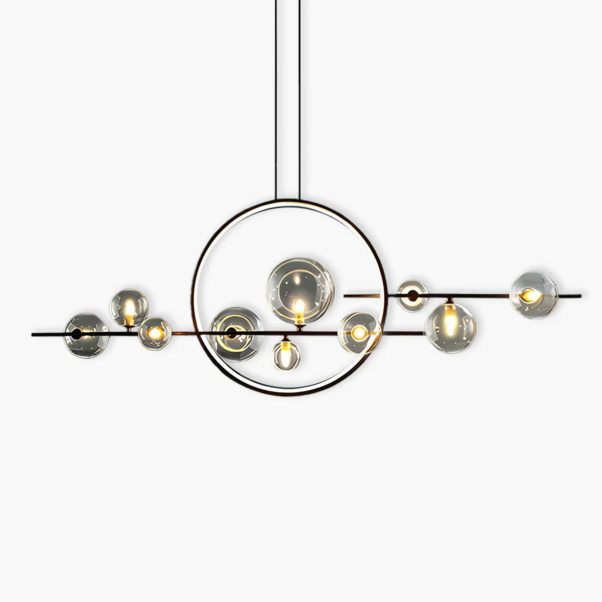 Modern Ceiling Light with Globe Shades & Geometric LED Ring
