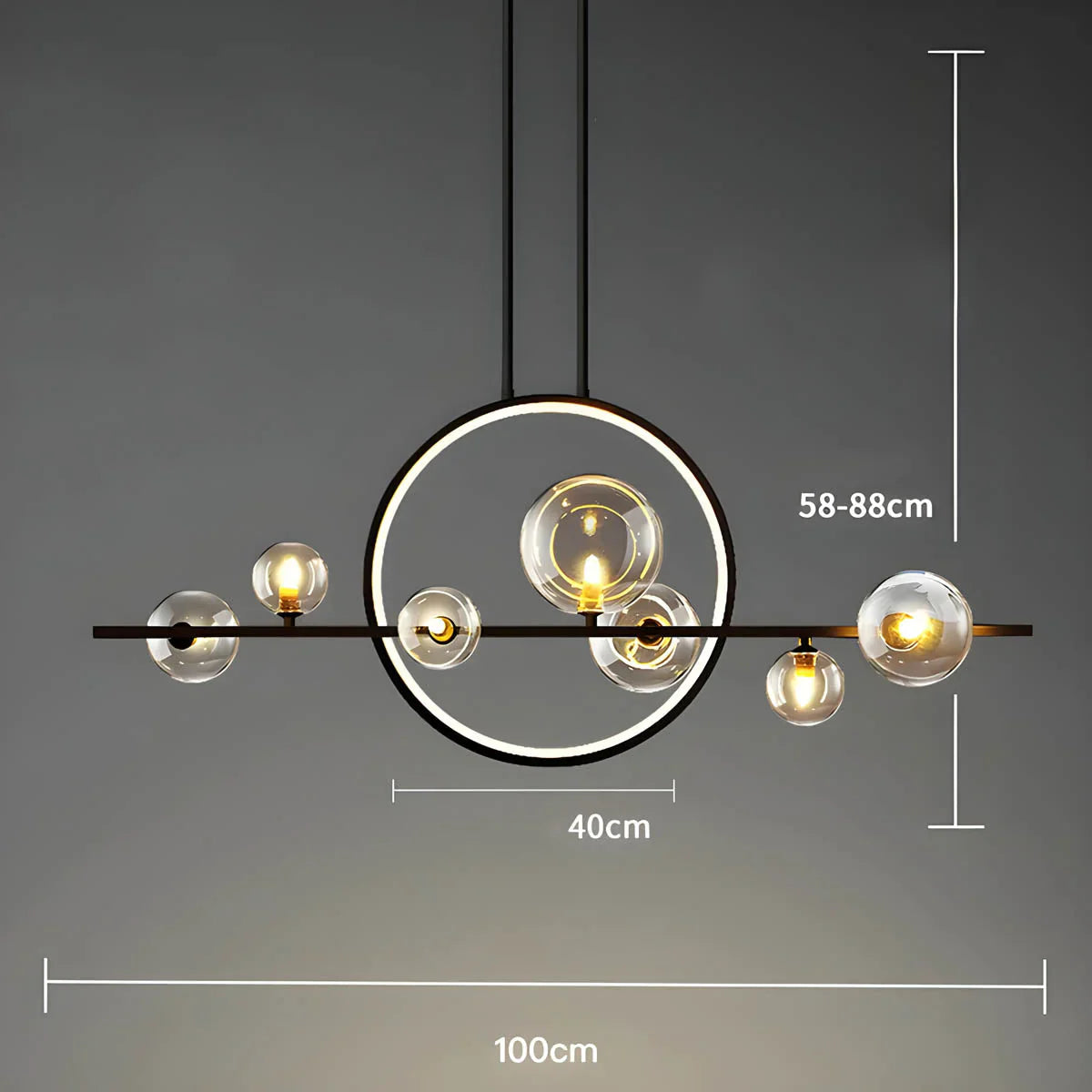 Modern Ceiling Light with Globe Shades & Geometric LED Ring