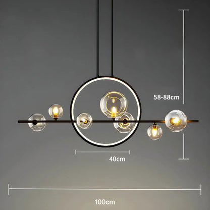 Modern Ceiling Light with Globe Shades & Geometric LED Ring