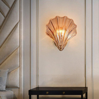 Shell-Shaped LED Wall Light – Elegant Brass and Glass Sconce