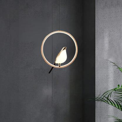 Luxury Pendant Light with Golden Bird