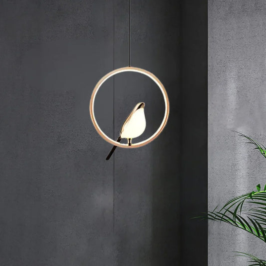 Luxury Pendant Light with Golden Bird