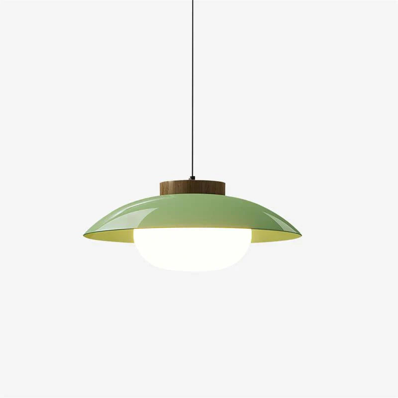 Modern Glass Pendant Light with Wooden Accent – Minimalist Design
