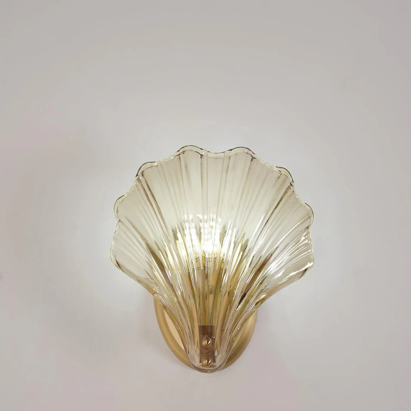 Shell-Shaped LED Wall Light – Elegant Brass and Glass Sconce
