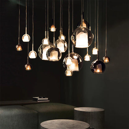 Modern Pendant Light with Glass Shades – Smoked Glass Cluster Ceiling Lamp