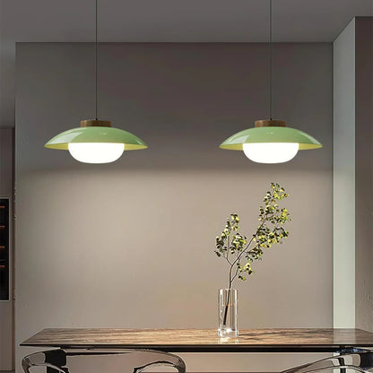 Modern Glass Pendant Light with Wooden Accent – Minimalist Design